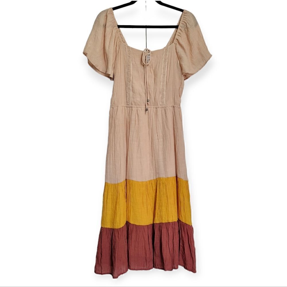 Luxology tiered colorblock midi dress, size medium